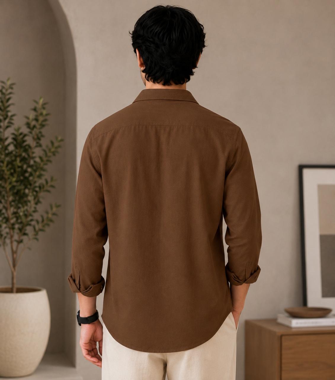 Men's Classic Solid Light Brown Shirt